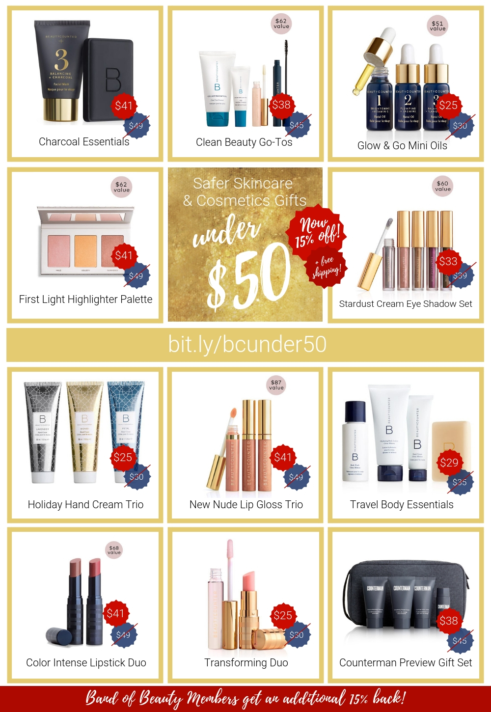beautycounter gifts under 50 plus 15 percent off