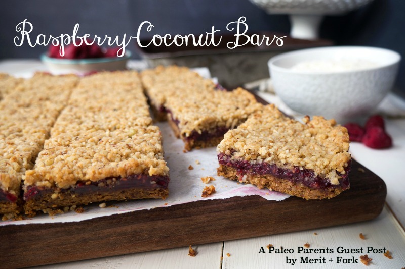 Raspberry Coconut Bars Guest Post, How to Use Up All Those Summer Berries! | Paleo Parents