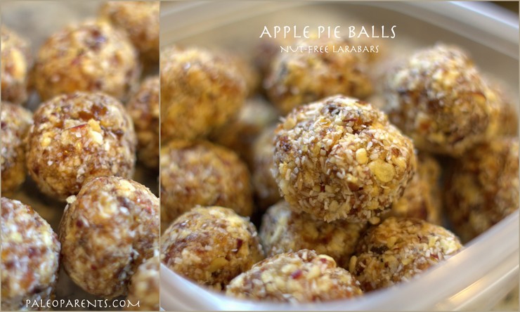 Apple Pie Balls: Nut-free Larabar Wannabes by @PaleoParents