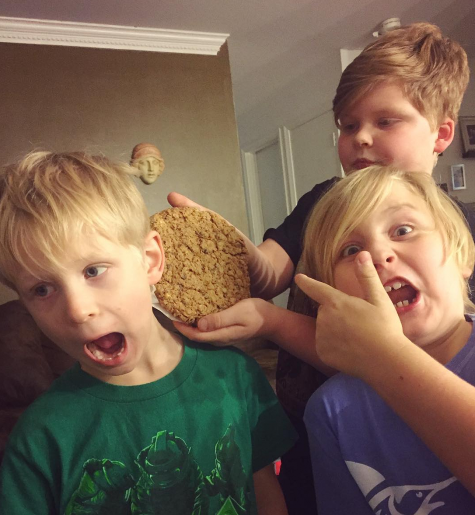 Boys with huge Paleo cookie