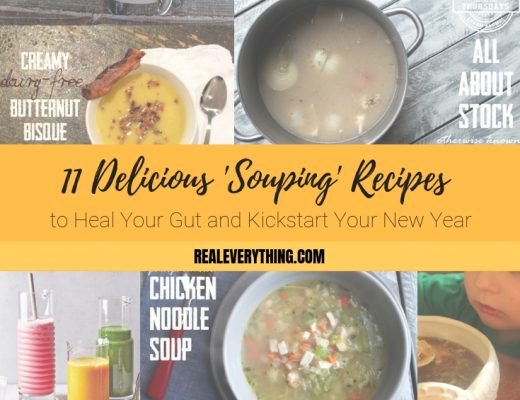 collage of bone broth soups with text 11 delicious souping recipes