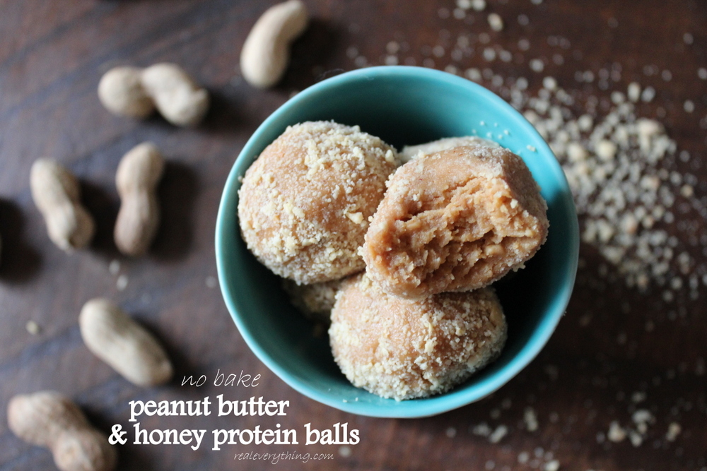 peanut butter honey protein balls on real everything