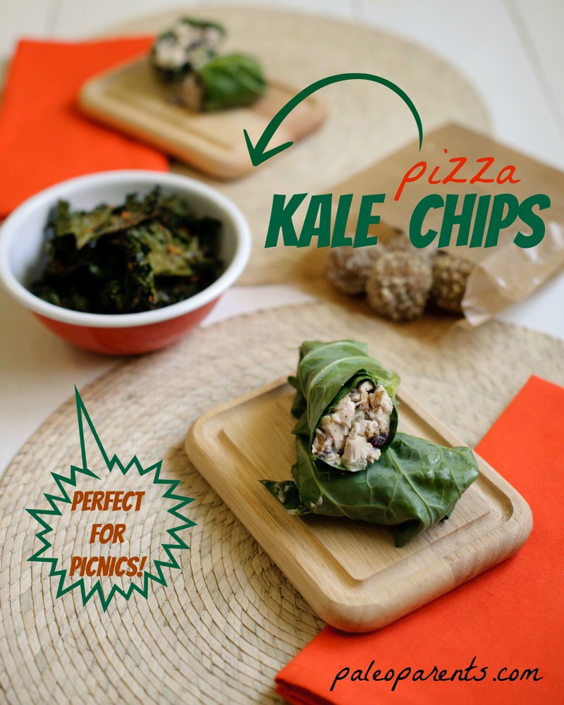 Pizza-Kale-Chips-by-Paleo-Parents, Great travel snacks for the holidays- Paleo and Healthy!