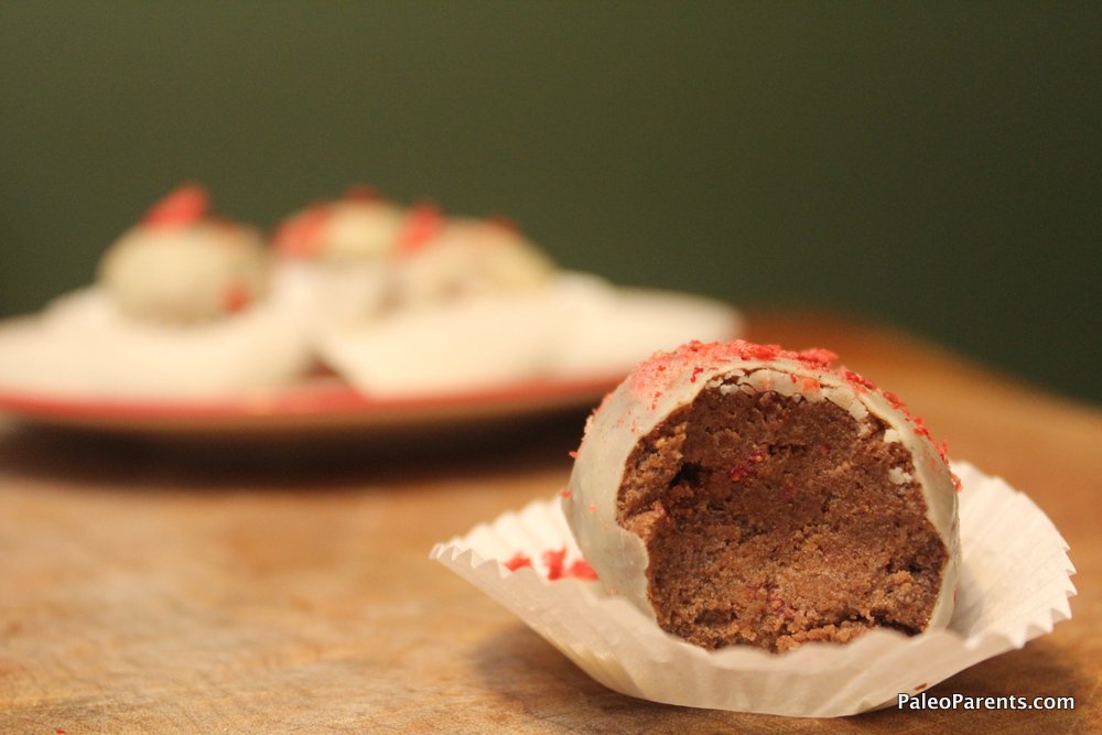 White-Chocolate-Strawberry-Velvet-Cake-Balls, Treats For Your Sweet: Paleo Valentine Recipes! | Real Everything