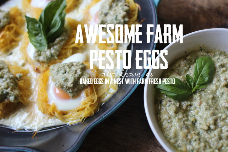 awesome farms baked eggs in nest with pesto